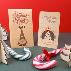 Carte bois boule de Noël détachable