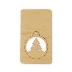 Carte bois boule de Noël détachable