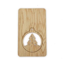 Carte bois boule de Noël détachable