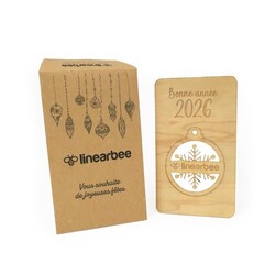 Carte bois boule de Noël détachable