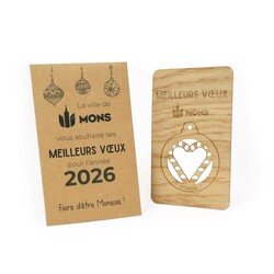 Carte bois boule de Noël détachable