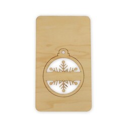 Carte bois boule de Noël détachable