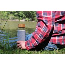 Bouteille en verre double paroi 'Ocha', 400 ml, housse néoprène