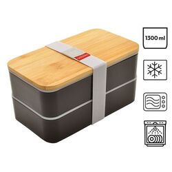 Bento 'Nagano', noir, avec couvercle en bambou