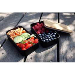 Bento 'Nagano', noir, avec couvercle en bambou