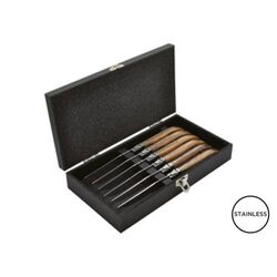 Set de 6 couteaux de table 'Laguiole', frêne exotique