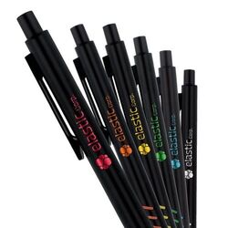 STYLO BILLE ECRITURE BLEU CORPS ET CLIP METAL SOUS COUCHE COLOREE