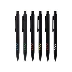 STYLO BILLE ECRITURE BLEU CORPS ET CLIP METAL SOUS COUCHE COLOREE