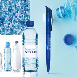 STYLO BILLE BLEUE CORPS ET CLIP PLASTIQUE EN MATIERE RECYCLEE rPET
