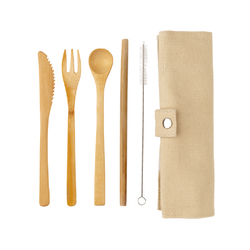Set de couverts de voyage en bambou réutilisable