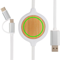 Câble 3 en 1 avec chargeur sans fil en Bambou 5W