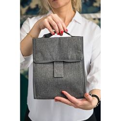Sac à bento pliable isotherme 'Fujisawa', gris chiné RPET