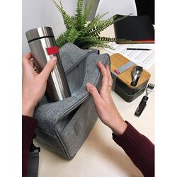 Besace à bento isotherme 'Hakone', gris chiné RPET