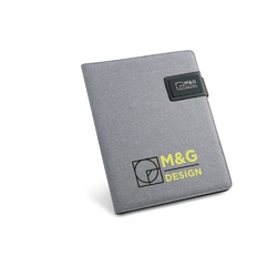 PYNCHON. Porte-documents A5 en simili lin et PU avec bloc de pages lignées