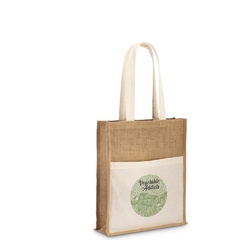 BRAGA. Sac en jute (240 g/m²) avec pochette 100% coton (140 g/m²)