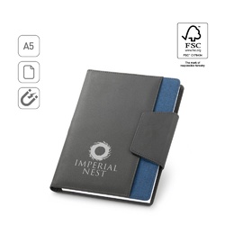 RUSSEL. Couverture en PU et tissu polyester avec bloc-notes A5 avec pages unies