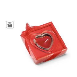 SWEET. Bougie en forme de coeur et base en verre