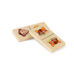 DOMIN. Jeu de dominos en bois pour enfants avec 28 des dessins d'animaux