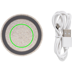 Chargeur sans fil rond en fibre de paille de 5W