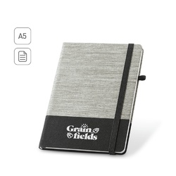 ROUSSEAU. Bloc-notes A5 en fibre de paille et toile de coton avec pages lignées