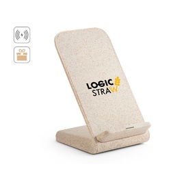 ENGLERT. Support pour smartphone avec chargeur sans fil rapide 10W en ABS recyclé (70 % rABS) et fibre de paille de blé