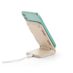 ENGLERT. Support pour smartphone avec chargeur sans fil rapide 10W en ABS recyclé (70 % rABS) et fibre de paille de blé