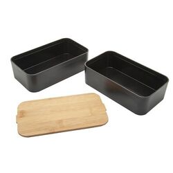 Bento 'Mihara', noir, avec couvercle en bambou