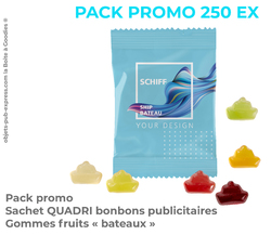PACK PROMO 250 EX SACHETS PUBLICITAIRES GOMMES BATEAUX