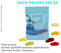PACK PROMO 250 EX SACHETS PUBLICITAIRES  GOMMES BASKETS