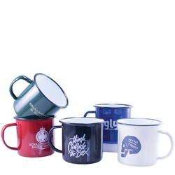 MUG EMAILLE VINTAGE ROUGE BLEU VERT - 568ml