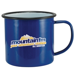 MUG EMAILLE VINTAGE ROUGE BLEU VERT - 568ml