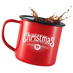 MUG EMAILLE VINTAGE ROUGE BLEU VERT - 568ml