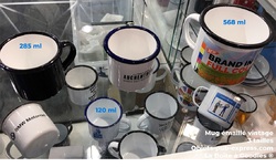 MUG EMAILLE VINTAGE ROUGE BLEU VERT - 568ml