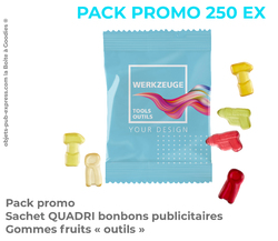 PACK PROMO 250 EX SACHETS PUBLICITAIRES BONBONS OUTILS