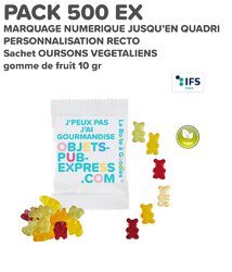 PACK PROMO 500 EX PETITE QUANTITÉ SACHETS QUADRI D'OURSONS VEGAN