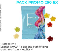 PACK PROMO 250 EX SACHETS PUBLICITAIRES BONBONS ETOILES